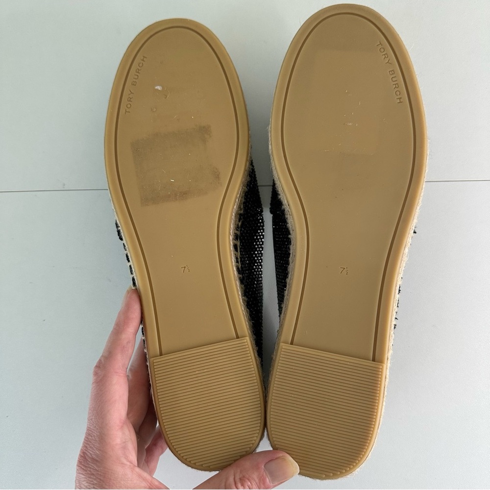 Tory Burch Everly Espadrille Embellished Royal Suede in Black SZ US 7.5 - Picture 6 of 8